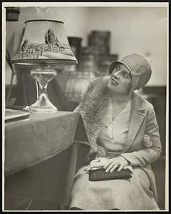 Frances Hill with the reproduction of the famous Coolidge lamp.