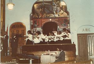 St Paul AME's Messiah, soprano section and organist,1983
