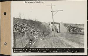 Hampden Railroad at Three Rivers-Belchertown Road, showing shrinkage of fills, Three Rivers, Palmer, Mass., Feb. 25, 1933