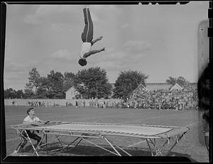 Trampoline action at a football game