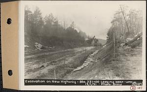 Contract No. 21, Portion of Ware-Belchertown Highway, Ware and Belchertown, excavation on new highway, Sta. 221+00, looking west, Ware and Belchertown, Mass., Dec. 1, 1931