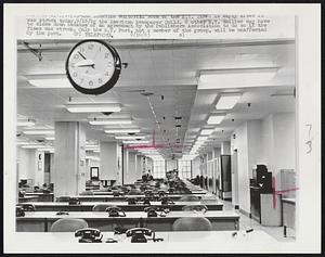 The editorial room of the N.Y. Times is empty after it was struck today, 9/16 by the American Newspaper Guild. 6 other N.Y. dailies may have to close down because of an agreement by the Publishers Association to do so if the Times was struck. Only the N.Y. Post, not a member of the group, will be unaffected by the pact.