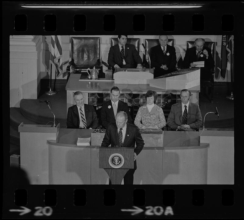 President Gerald Ford giving speech in Concord, New Hampshire - Digital ...