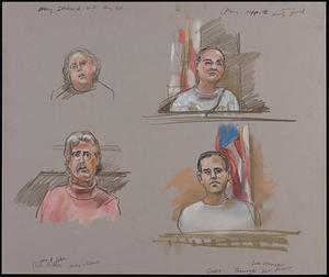 Mary Stodard (sp?) [illegible]; Mary Tippitts, working security guard; Rick Griffin, owner of salon, all day in church; Gary Thererge, hair dresser, like a trance