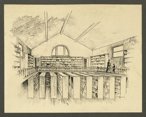 Drawing of part of bookstack, Overbrook School for the Blind, Philadelphia