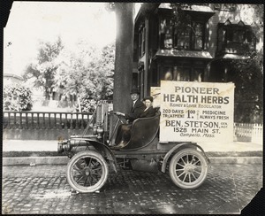 Pioneer Health Herbs advertisement on automobile