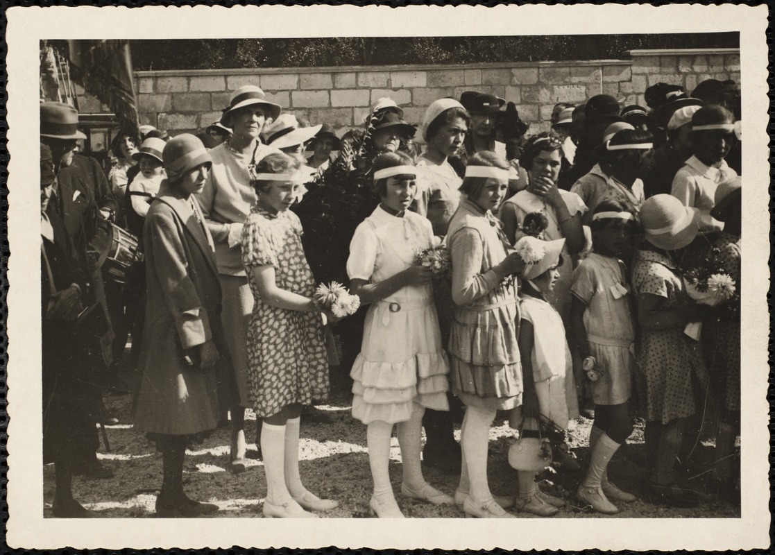 In France citizens greet Susan E. Thompson on her receipt of the Legion Honor Cross