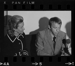 Astronaut Alan B. Shepard and his wife Louise at Logan Airport for press interview