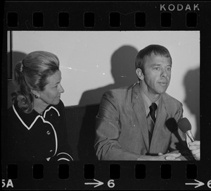 Astronaut Alan B. Shepard and his wife Louise at Logan Airport for press interview