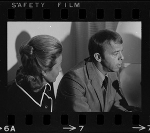 Astronaut Alan B. Shepard and his wife Louise at Logan Airport for press interview