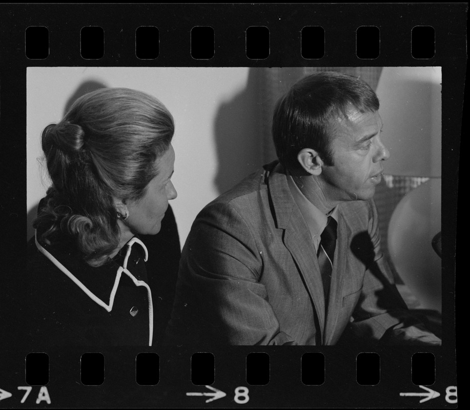 Astronaut Alan B. Shepard and his wife Louise at Logan Airport for press interview