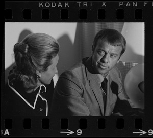 Astronaut Alan B. Shepard and his wife Louise at Logan Airport for press interview