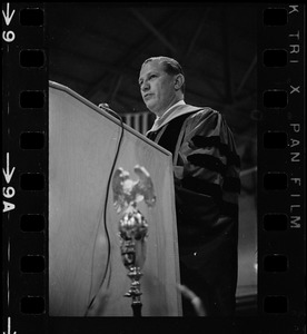 Governor John Volpe speaking at Boston College commencement
