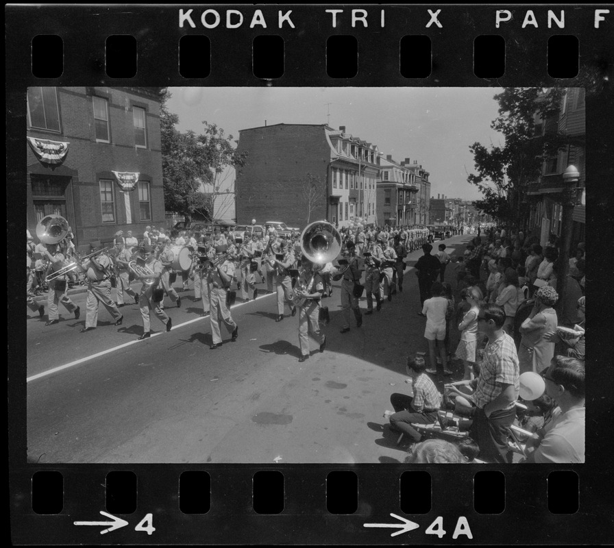 Marching band in period costume during Bunker Hill Day Parade