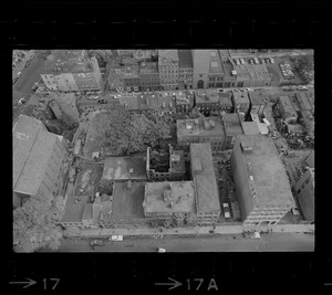 Aerial shots of burnt buildings on Trumbull Street