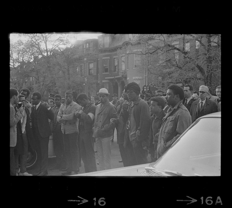 People gathered outside of Boston Redevelopment Authority South End office during sit-in