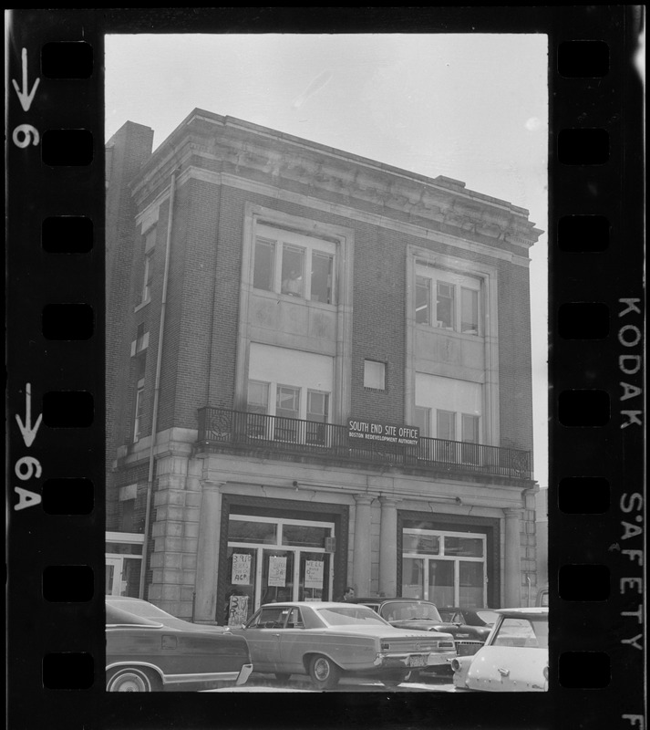 Exterior of Boston Redevelopment Authority South End office building during sit-in