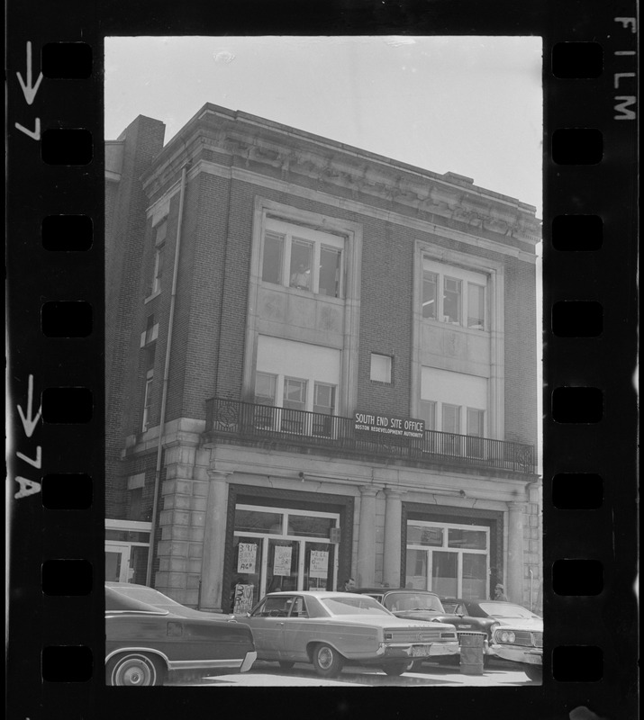 Exterior of Boston Redevelopment Authority South End office building during sit-in