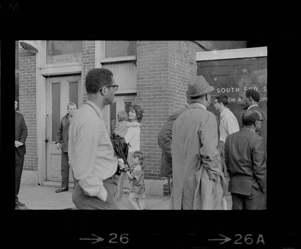 People outside Boston Redevelopment Authority South End office