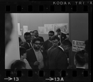 Group of men inside Boston Redevelopment Authority South End office during sit-in