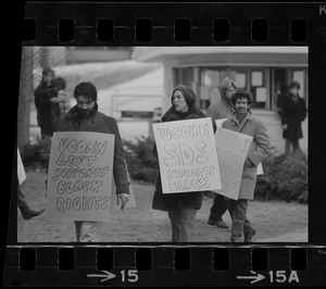 Protest by University of Connecticut student sympathizers with signs supporting black rights