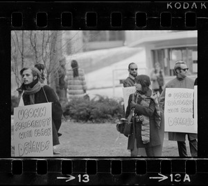 Protest by University of Connecticut students with signs supporting black rights