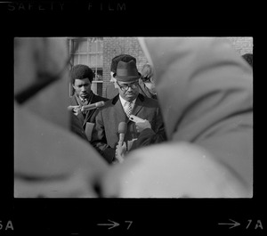 Press conference outside of Ford Hall during Brandeis University sit-in