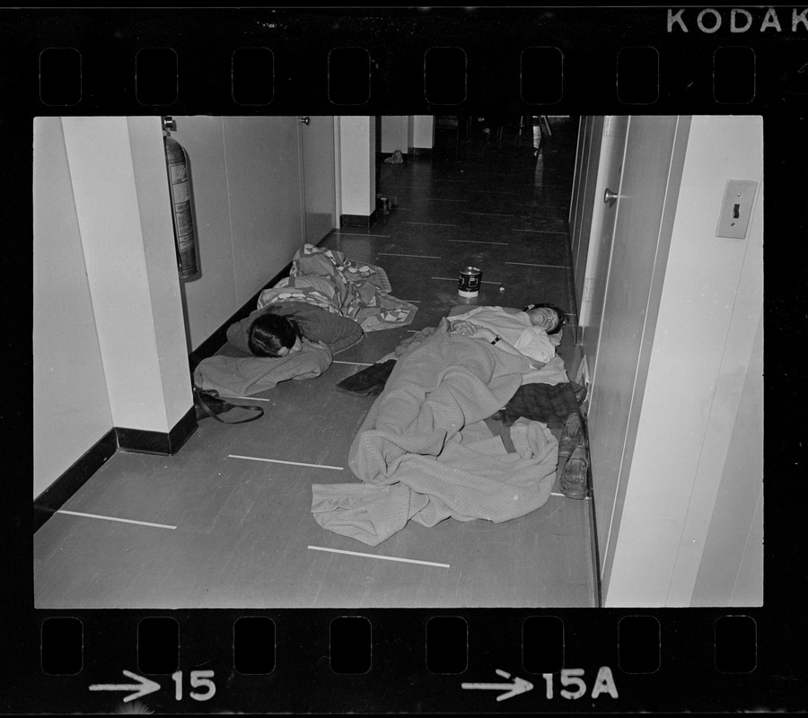 Students sleep in hallways of Brandeis University