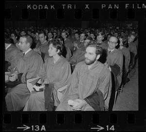 Joseph Radovsky, class Valedictorian, seen seated during Boston University Law School commencement