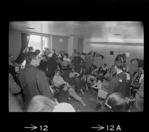 Students for a Democratic Society sit-in inside a Boston University building