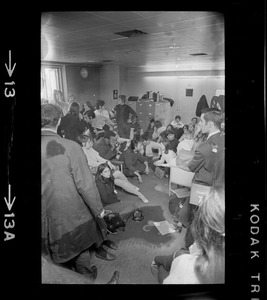 Students for a Democratic Society sit-in inside a Boston University building