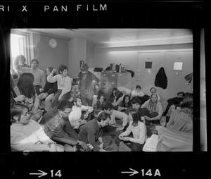 Students for a Democratic Society sit-in inside a Boston University building