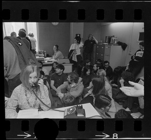 Students for a Democratic Society sit-in inside a Boston University building