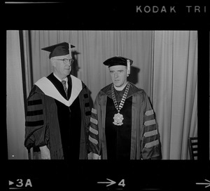 Record American Drama Editor, Elliot Norton, and Boston College President Rev. W. Seavey Joyce at Boston College commencement