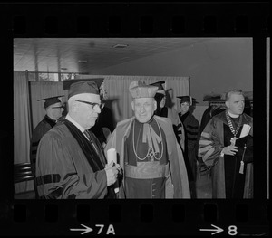 Former Supreme Court Chief Justice Earl Warren and Richard Cardinal Cushing at Boston College commencement