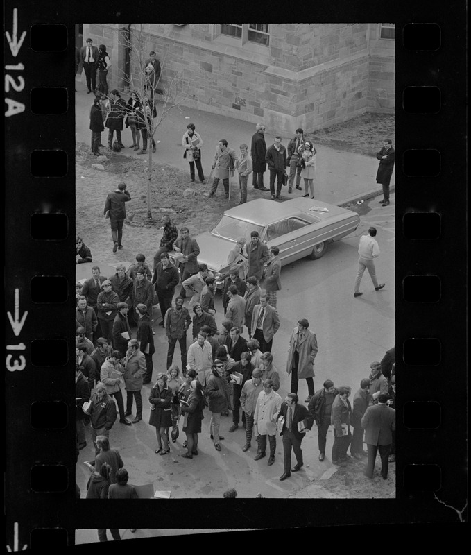 Crowd gathered on campus during Boston College sit-in