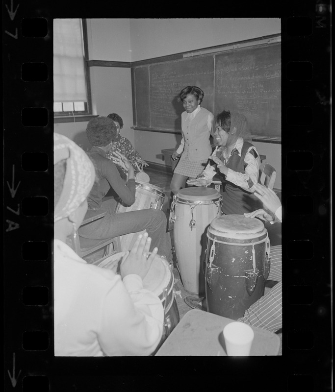 Inside Gasson Hall classroom during Boston College sit-in by 30 black students