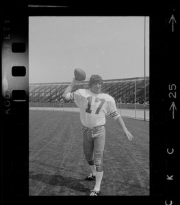 Boston College quarterback, Joe Pandolfo (no. 17), throwing ball
