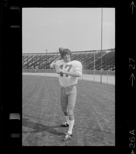 Boston College quarterback, Joe Pandolfo (no. 17), throwing ball
