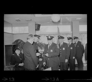 Eager young rookie police officers -- 47 of them -- after completing extensive training at the Boston Police Department Academy in South End, joined ranks of hubs 'finest' at graduation ceremonies at VFW Post, Morton st., Dorchester. At invitation of the commission, members of their families were invited