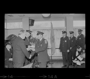 Eager young rookie police officers -- 47 of them -- after completing extensive training at the Boston Police Department Academy in South End, joined ranks of hubs 'finest' at graduation ceremonies at VFW Post, Morton st., Dorchester. At invitation of the commission, members of their families were invited