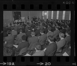 New police department recruits seated during ceremony to begin training