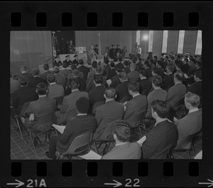 New police department recruits seated during ceremony to begin training