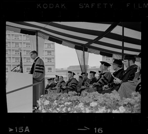 Senator Edward W. Brooke, honorary degree recipient, speaking at Boston University commencement
