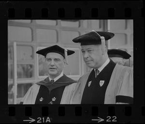 Senator Edward W. Brooke, right, and another man at Boston University commencement