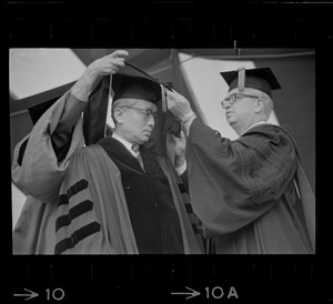 U.N. Secretary General U Thant, during ceremony to receive honorary degree at Boston University graduation