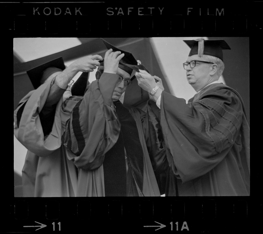 U.N. Secretary General U Thant, during ceremony to receive honorary degree at Boston University graduation