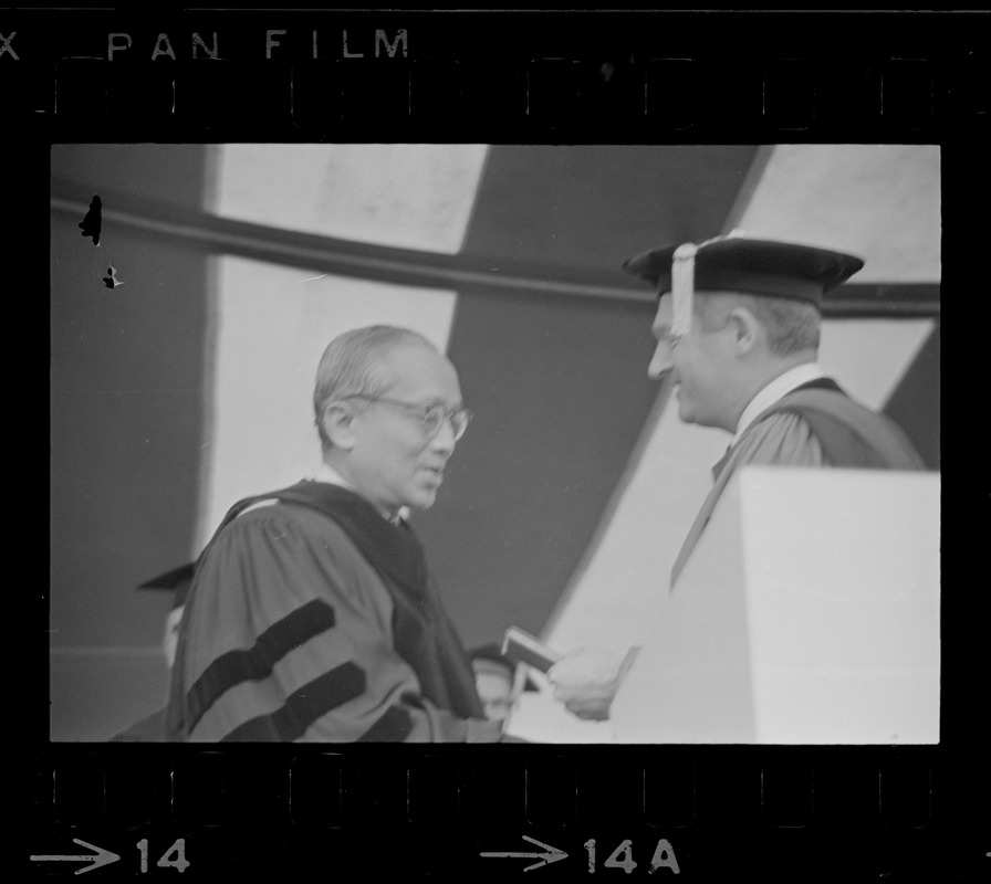 U.N. Secretary General U Thant, during ceremony to receive honorary degree at Boston University graduation