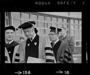 Senator Edward W. Brooke, center, and U.N. Secretary General U Thant, right, at Boston University commencement