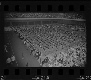 View of Boston University summer commencement at War Memorial Auditorium